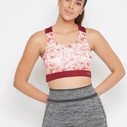 Clovia Maroon & White Non Wired Padded Sports Bra-image-12