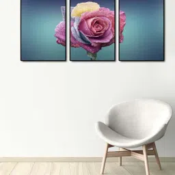 999store Grey & Pink Printed Rose Paintings - Set of 3-10