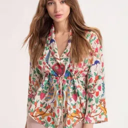 SHAYE Cream Printed Top-image-82