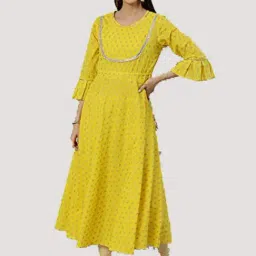 YASH GALLERY Yellow Printed Flared Kurta-picture-37