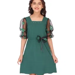 Cutecumber Kids Green Floral Print Casual Dress-image-25