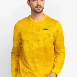 Spykar Yellow Cotton Slim Fit Printed Sweatshirt-37