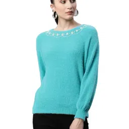 Global Republic Teal Embellished Pullover-image-88