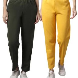 Vimal Jonney Green & Yellow Regular Fit Mid Rise Track Pants - Pack of 2-image-56