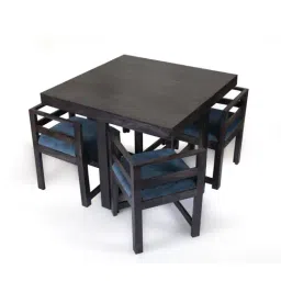 Ikiriya Kingston Solid Blue & Dark Brown Wood 4 Seater Dining Table Set Mahogany Finish-picture-17