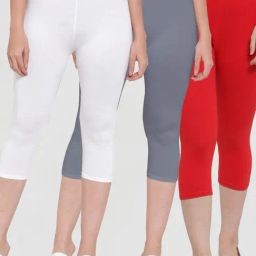 Gracit White & Grey Mid Rise Capris - Pack Of 3-image-16