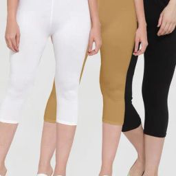Gracit White & Black Mid Rise Capris - Pack Of 3-image-87