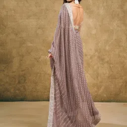 Satrani Mauve Georgette Printed Saree With Unstitched Blouse image 2