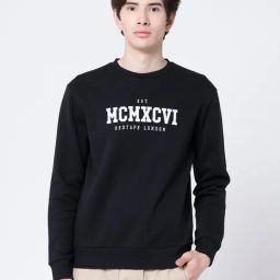 Red Tape Black Regular Fit Graphic Print Sweatshirt-5