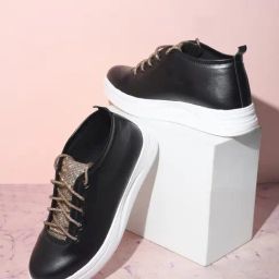The White Pole Women's Black Casual Sneakers-image-69