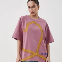 RAREISM Pink Cotton Graphic T-Shirt-picture-6