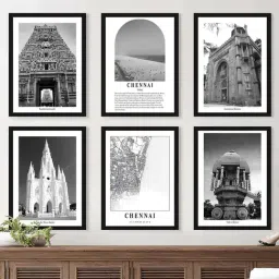 Art Street Black Wood Framed Chennai Wall Art Prints - Set of 6 image 2