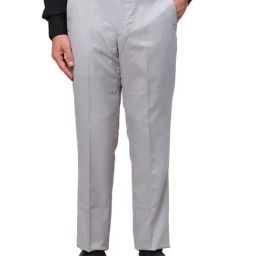 Park Avenue Grey Regular Fit Self Design Flat Front Trousers-picture-6