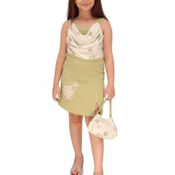 Cutecumber Girls Green Applique Regular Fit Dress-image-87