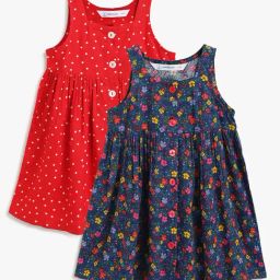 Campana Girls Red and Navy Blue Floral Casual Dress - Pack Of 2-picture-1
