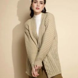 Global Republic Beige Self Design Cardigan-picture-33