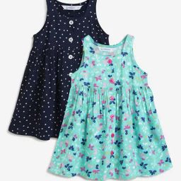 Campana Girls Turquoise and Navy Blue Floral Casual Dress - Pack Of 2-image-97