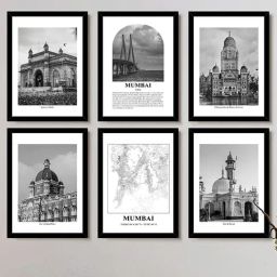 Art Street Black Wood Framed Mumbai Wall Art Prints - Set of 6-14