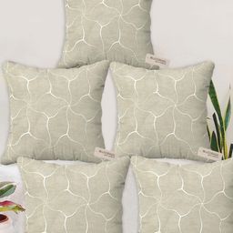 Blue Grass Grey & White 5 Pieces Abstract Velvet Cushion Covers-image-84