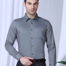 Blackberrys Men India Slim Fit Spread Collar Solid Cotton Formal Shirt-image-98