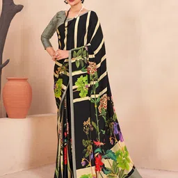 JIVORA Floral Poly Crepe Saree-42