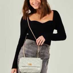 Accessorize London Cream Textured Sling Handbag-image-57