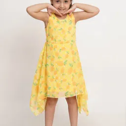 Creative Kid'S Girls Yellow Regular Fit Printed Dress-image-92
