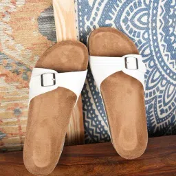 Mozafia Women's White Slides-picture-3