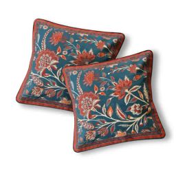 Peepul Tree Chintz Navy Cotton Floral Cushion Covers - Set of 2-22