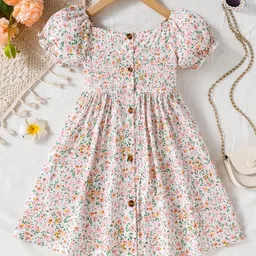 BAESD Floral Print Puff Sleeve Fit & Flare Midi Dress-picture-52