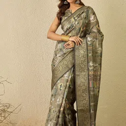 Saree mall Ethnic Motifs Zari Organza Sungudi Sarees-picture-39