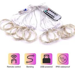 Homesake 8 Modes Curtain Lights Copper String 300 LED 10 Fairy Light 3MTR Each for Decoration RGB-20