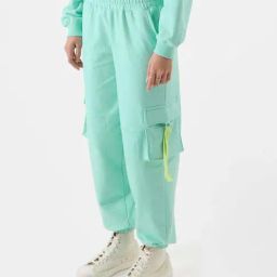 The Souled Store Green Cotton Mid Rise Cargo Joggers-image-92