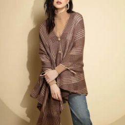 Global Republic Brown Check Knitted Shrug-48
