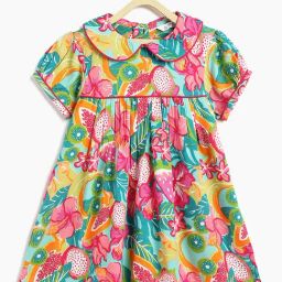 Campana Girls Magenta and Multicolour Floral Casual Dress-98