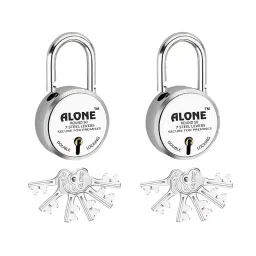 ALONE LOCKS 50 mm Steel Chrome 12 Same Keys Door Double Locking Padlock (Pack of 2)-48