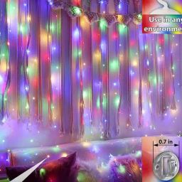 Homesake 8 Modes Curtain Lights Copper String 300 LED 10 Fairy Light 3MTR Each for Decoration RGB image 3