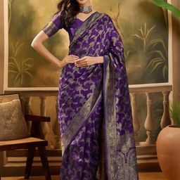 Sangria Purple Woven Design Silk Blend Sarees-picture-35