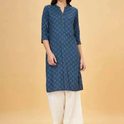 Rangmanch by Pantaloons Blue Printed Straight Kurta-picture-45