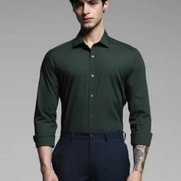 Jack & Jones Green Cotton Slim Fit Shirt-image-6