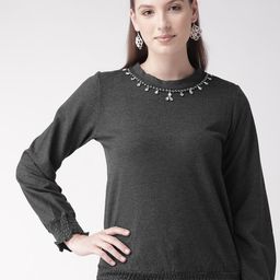 Antheaa Women Charcoal Grey Solid Sweatshirt-image-81
