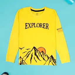 Kiddopanti Boys Bright Yellow Cotton Printed T-Shirt-picture-33