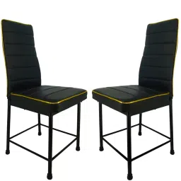 Zidle Bloom Cushion Gold Foam, Metal & Leatherette Dining Chair with Scratch Proof Rubber Bush 40.64X96.52X43.18 cm Powder Coated Black for Dining & Kitchen, (Pack Of 2 Pcs)-image-79