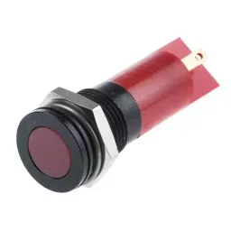 RS PRO Red Panel Mount Indicator 12V DC, Mounting Hole Size 14 mm, Termination Type Solder Tab, IP Rating IP67, Model No 7038863-10