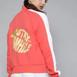 Puma Women Coral Relaxed Fit Summer Squeeze T7 Back Printed Sporty Jacket-picture-11