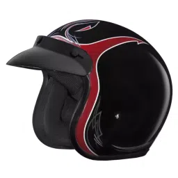 Studds Black & Cherry Medium (570 mm) Open Face Helmet, Jetstar Classic D4 Decor Pinned-image-51