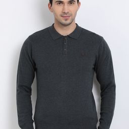 t-base Men Charcoal Grey Solid Pullover-picture-7