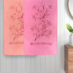 Myntra Elegant Homes Pink & Peach-Coloured 2 Printed Cotton 300 GSM Bath Towel-6