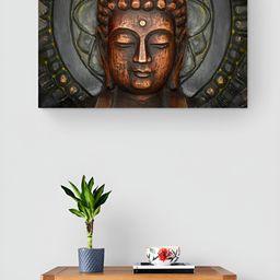 Tushaco Handicrafts Copper-Toned & Grey Lord Buddha Religious Canvas Wall Art-image-30