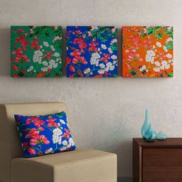 SEJ by Nisha Gupta Blue & Green Set of 3 Floral Wall Art-picture-29